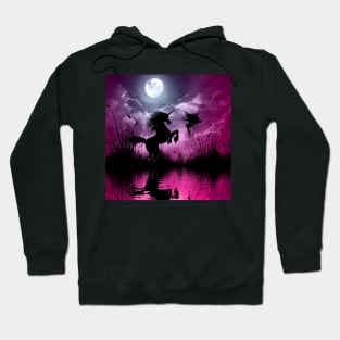 Wonderful unicorn with cute fairy in the night Hoodie